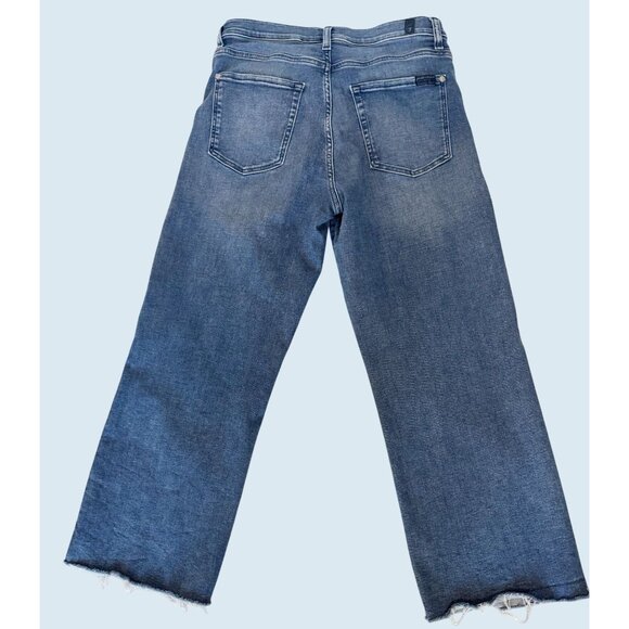 7 FOR ALL MANKIND Cropped Alexa Raw Hem Straight Leg Jean Sz 31 - Picture 5 of 8